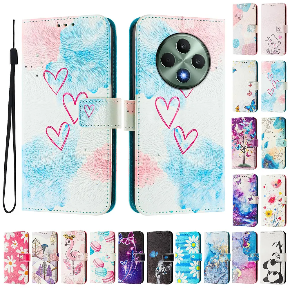 CH05 For Oppo Reno 12F Pattern Printing PU Leather Drop-proof Cover Magnetic Clasp Flip Stand Wallet Case