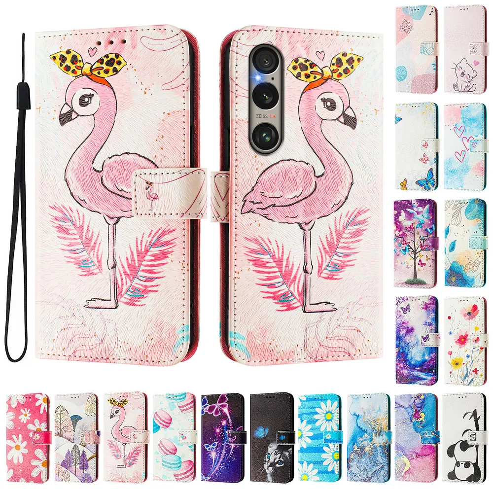 CH05 For Sony Xperia 1 VI 2024 Pattern Printing PU Leather Drop-proof Cover Magnetic Clasp Flip Stand Wallet Case