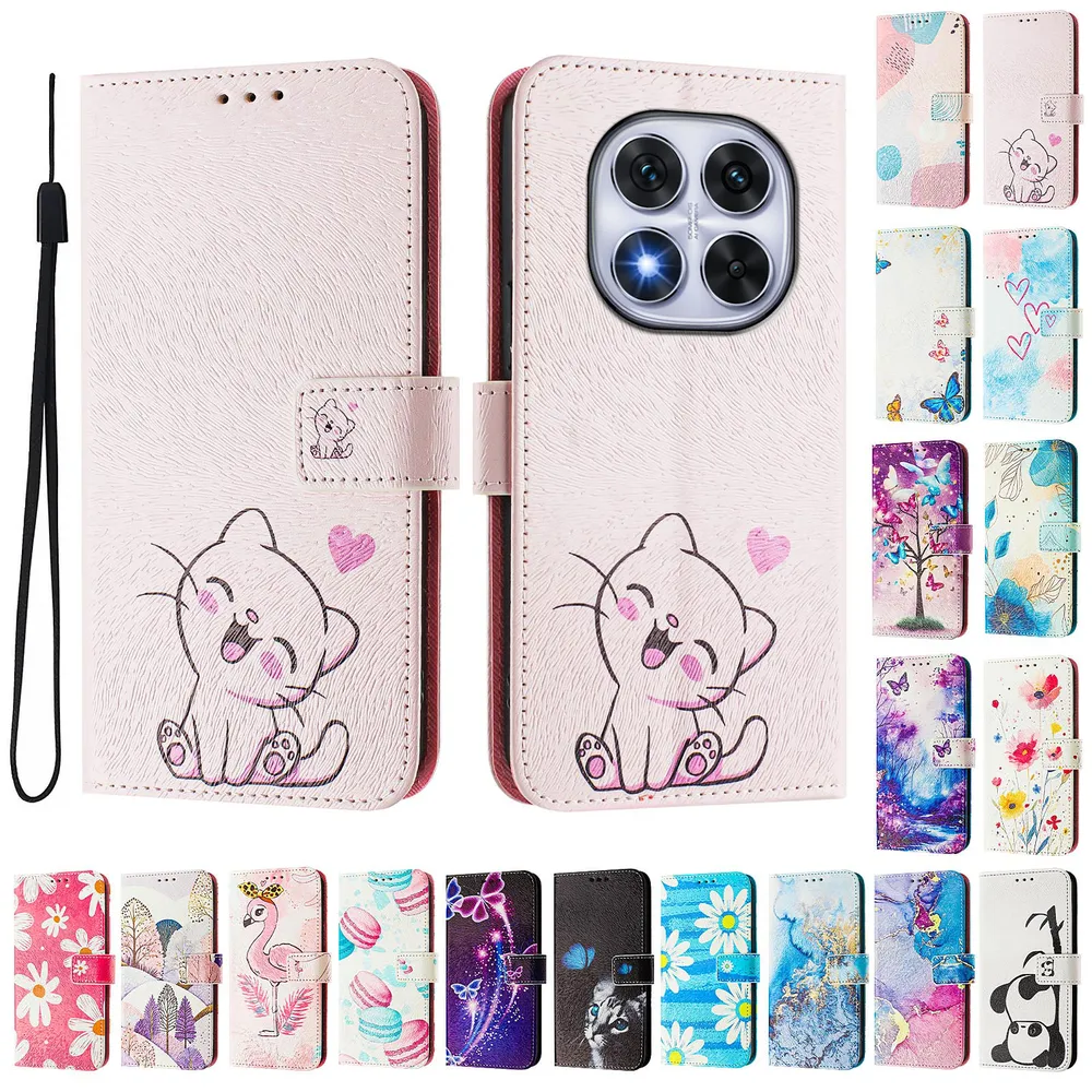 CH05 For Xiaomi Redmi Note 14 Pro 5G/Note 14 Pro Plus 5G Pattern Printing PU Leather Drop-proof Cover Magnetic Clasp Flip Stand Wallet Case