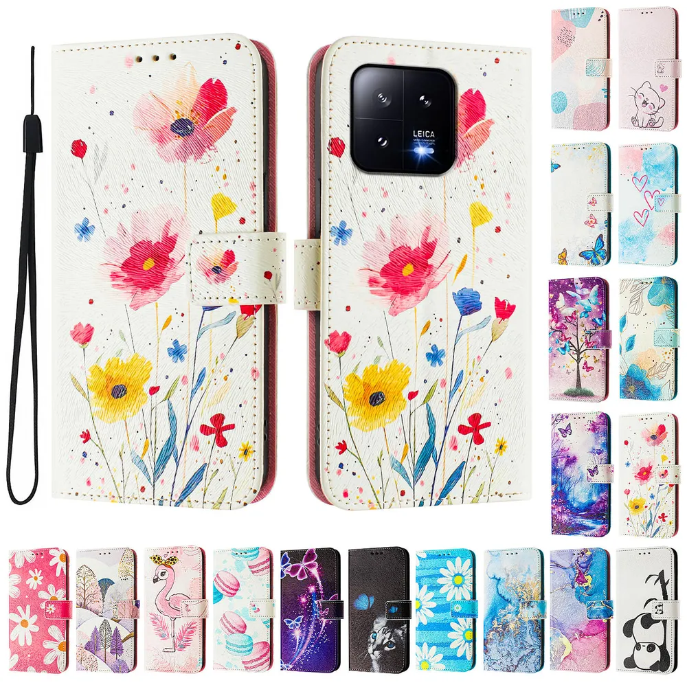 CH05 For Xiaomi 13 5G Pattern Printing PU Leather Drop-proof Cover Magnetic Clasp Flip Stand Wallet Case