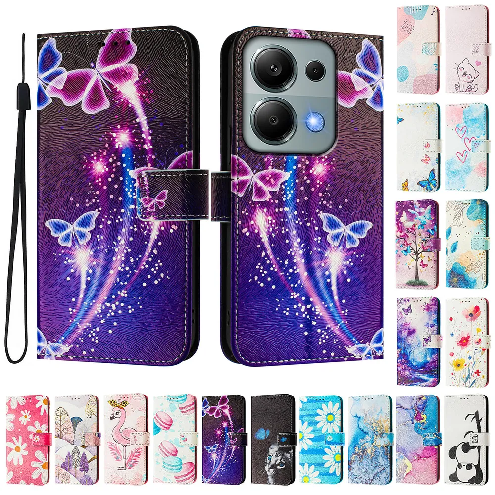 CH05 For Xiaomi Redmi Note 13 Pro 4G/Xiaomi Poco M6 Pro 4G Pattern Printing PU Leather Drop-proof Cover Magnetic Clasp Flip Stand Wallet Case