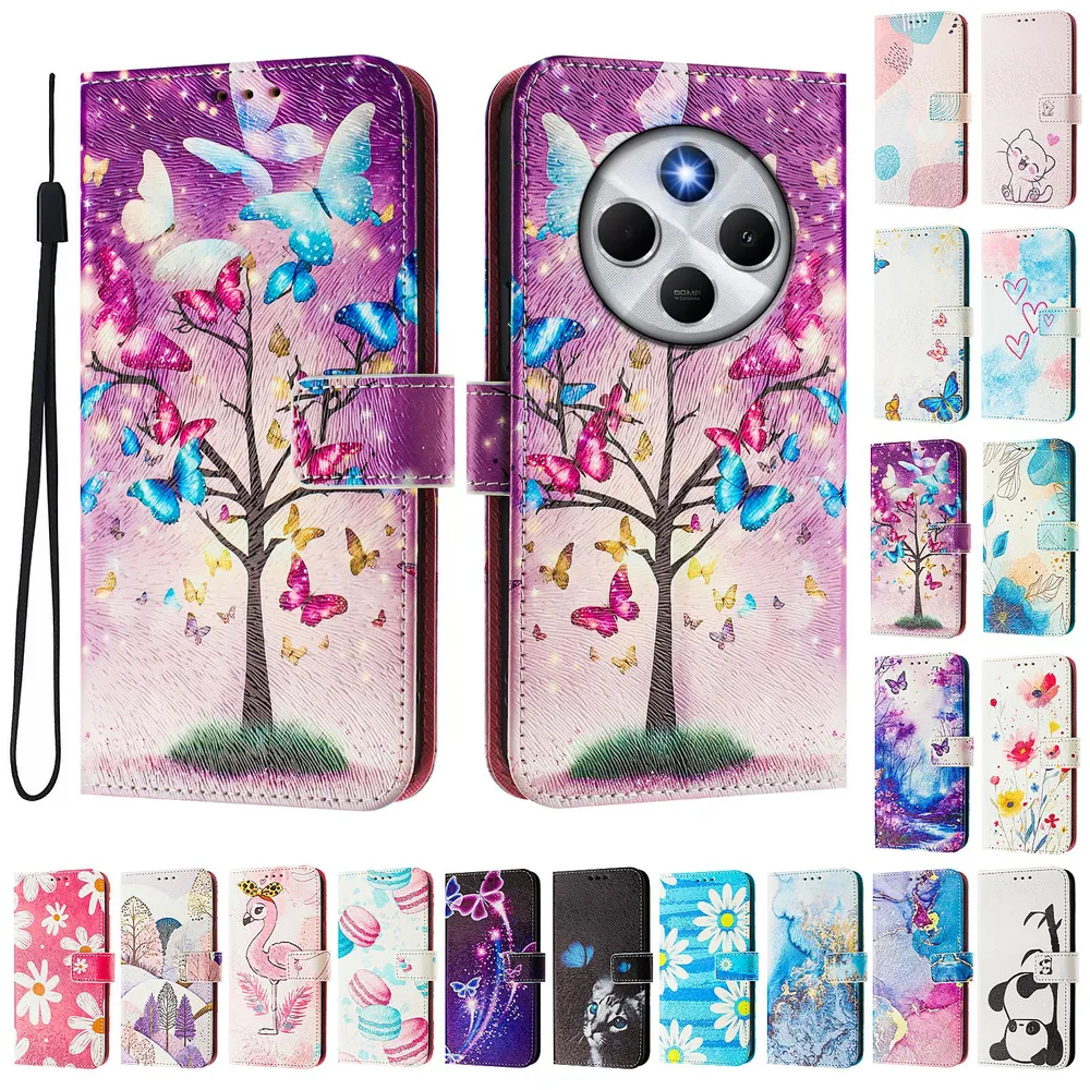 CH05 For Xiaomi Redmi 14R 5G/Xiaomi Poco C75 Pattern Printing PU Leather Drop-proof Cover Magnetic Clasp Flip Stand Wallet Case