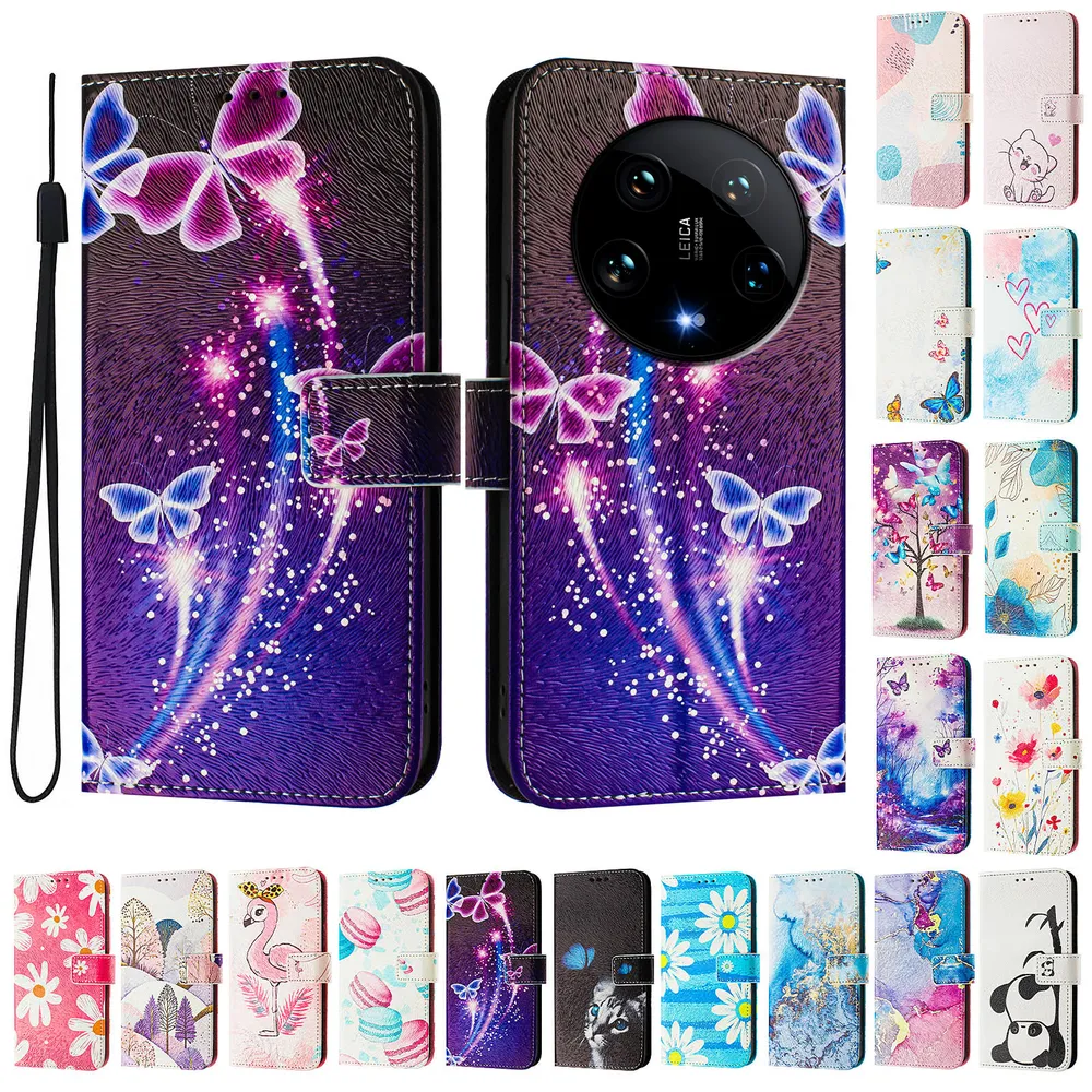 CH05 For Xiaomi 14 Ultra 5G Pattern Printing PU Leather Drop-proof Cover Magnetic Clasp Flip Stand Wallet Case