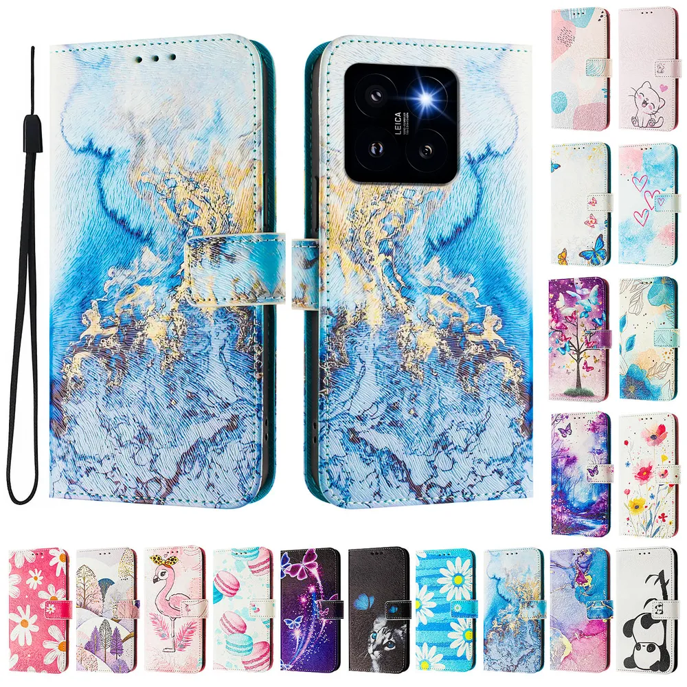 CH05 For Xiaomi 14 Pro 5G Pattern Printing PU Leather Drop-proof Cover Magnetic Clasp Flip Stand Wallet Case