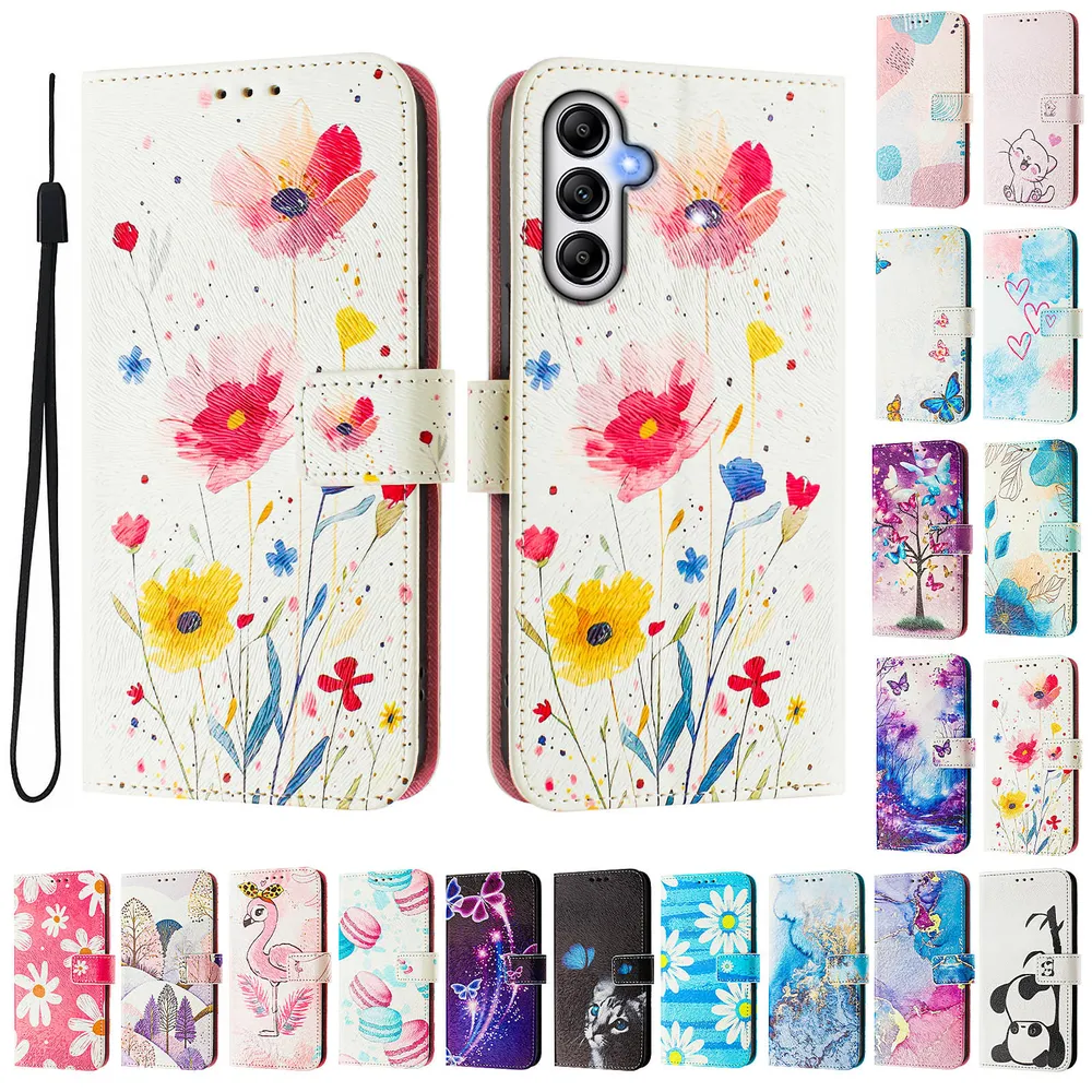 CH05 For Samusng Galaxy A14 Pattern Printing PU Leather Drop-proof Cover Magnetic Clasp Flip Stand Wallet Case