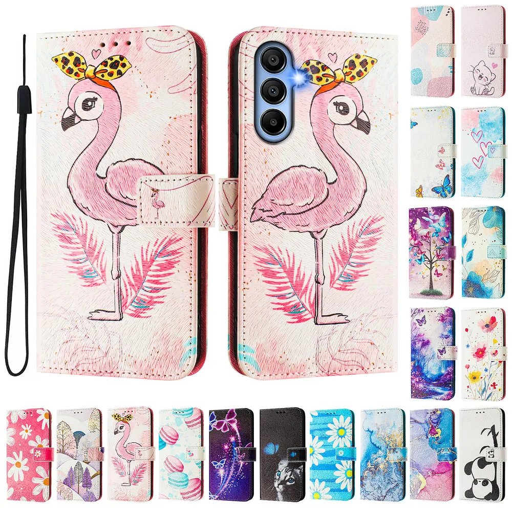 CH05 For Samusng Galaxy A15 Pattern Printing PU Leather Drop-proof Cover Magnetic Clasp Flip Stand Wallet Case