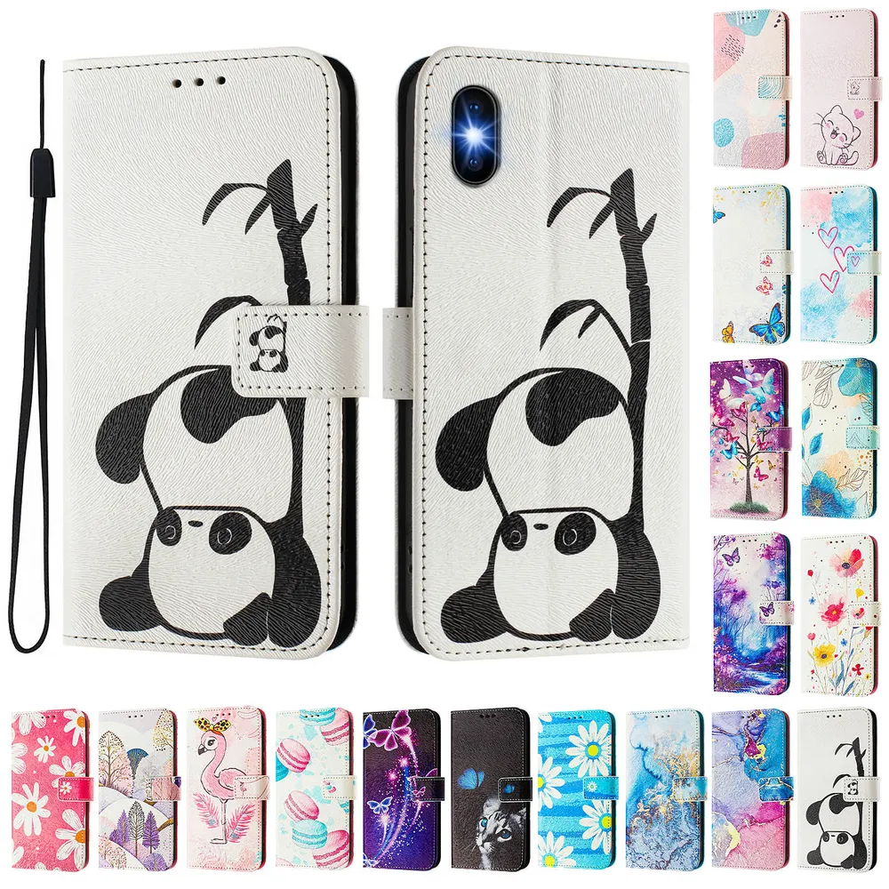 CH05 For iPhone X / XS Pattern Printing PU Leather Drop-proof Cover Magnetic Clasp Flip Stand Wallet Case