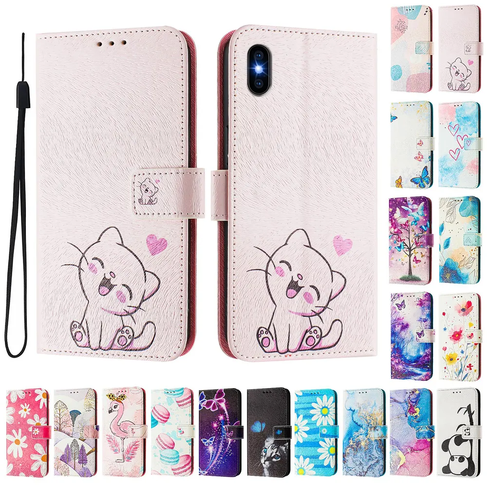 CH05 For iPhone Xs Max Pattern Printing PU Leather Drop-proof Cover Magnetic Clasp Flip Stand Wallet Case