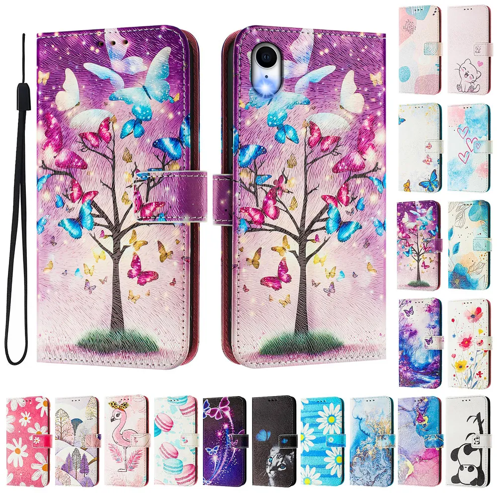 CH05 For iPhone XR Pattern Printing PU Leather Drop-proof Cover Magnetic Clasp Flip Stand Wallet Case