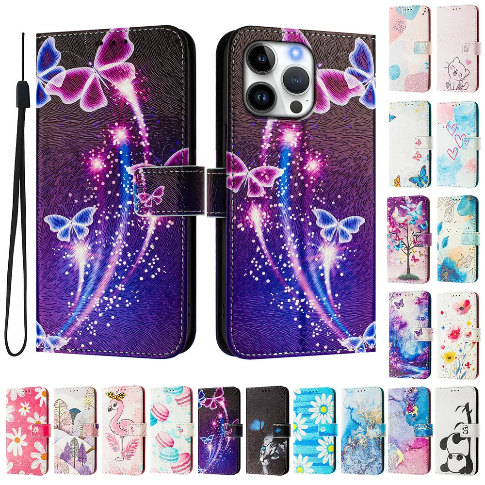 CH05 For iPhone 16 Pro Max Pattern Printing PU Leather Drop-proof Cover Magnetic Clasp Flip Stand Wallet Case