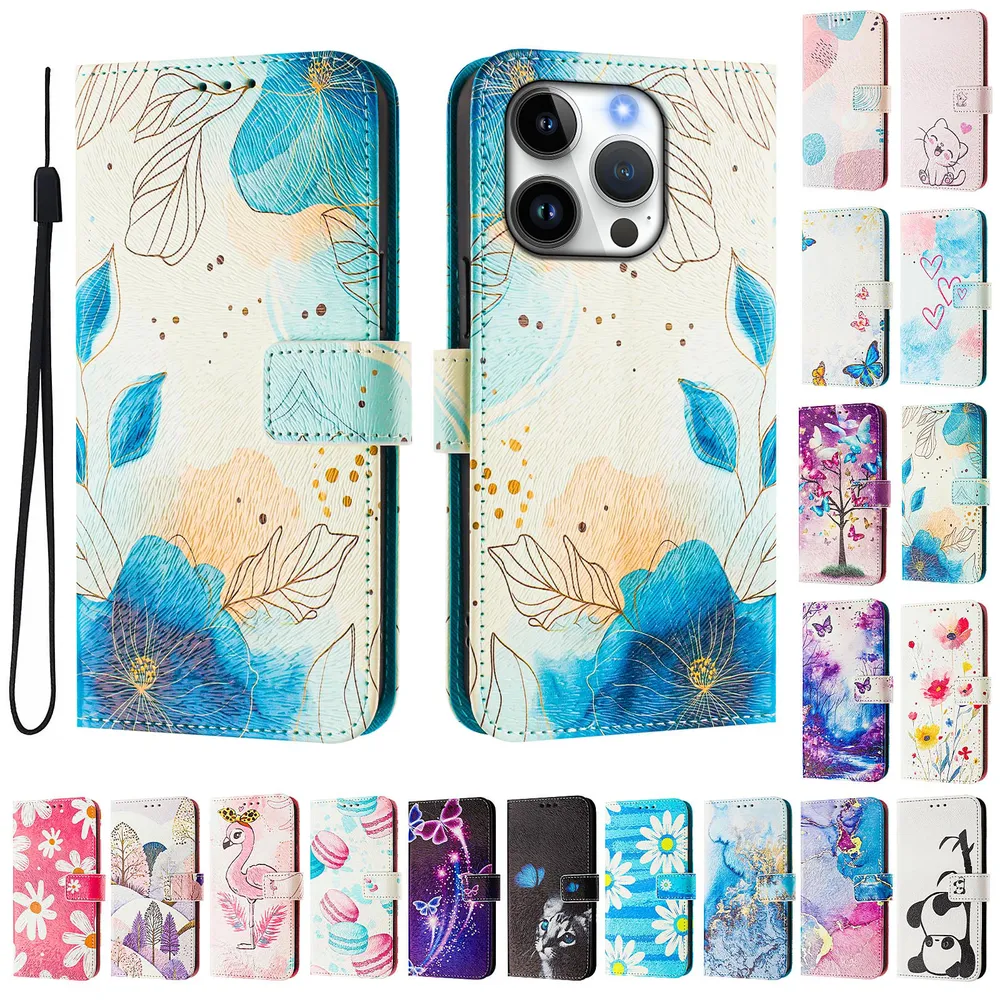 CH05 For iPhone 16 Pro Pattern Printing PU Leather Drop-proof Cover Magnetic Clasp Flip Stand Wallet Case
