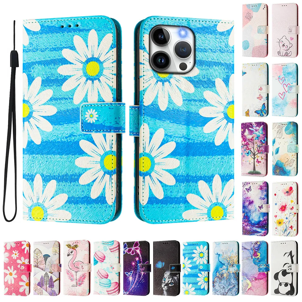 CH05 For iPhone 15 Pro Max Pattern Printing PU Leather Drop-proof Cover Magnetic Clasp Flip Stand Wallet Case