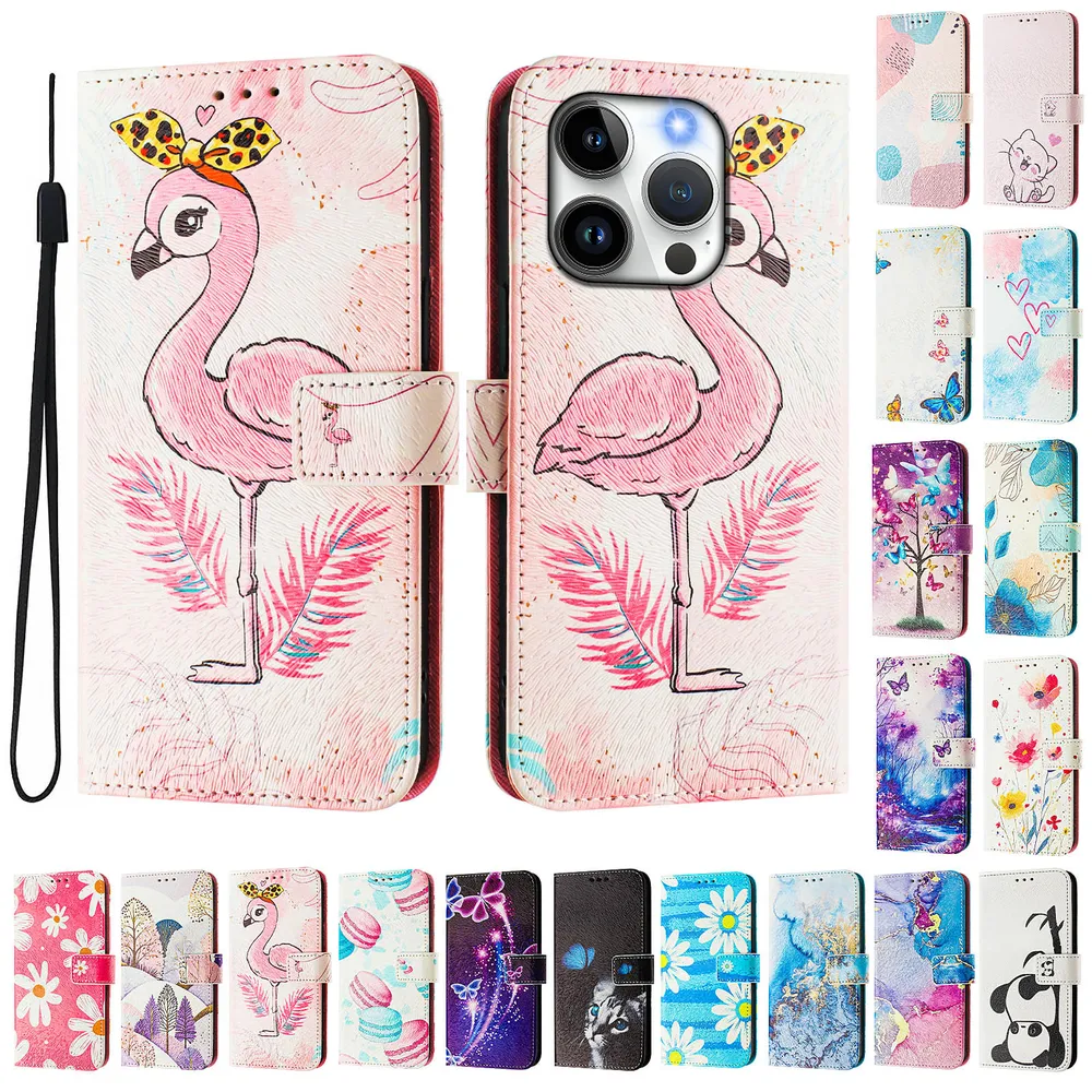 CH05 For iPhone 15 Pro Pattern Printing PU Leather Drop-proof Cover Magnetic Clasp Flip Stand Wallet Case