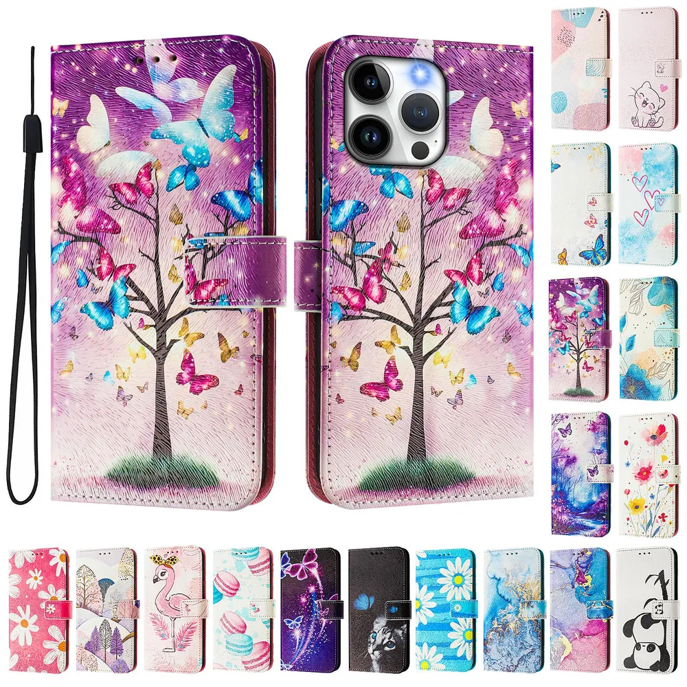 CH05 For iPhone 14 Pro Max Pattern Printing PU Leather Drop-proof Cover Magnetic Clasp Flip Stand Wallet Case