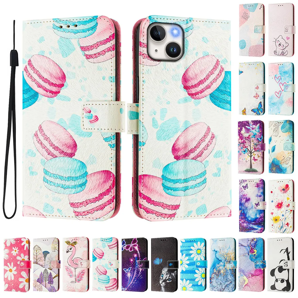 CH05 For iPhone 14 Plus Pattern Printing PU Leather Drop-proof Cover Magnetic Clasp Flip Stand Wallet Case