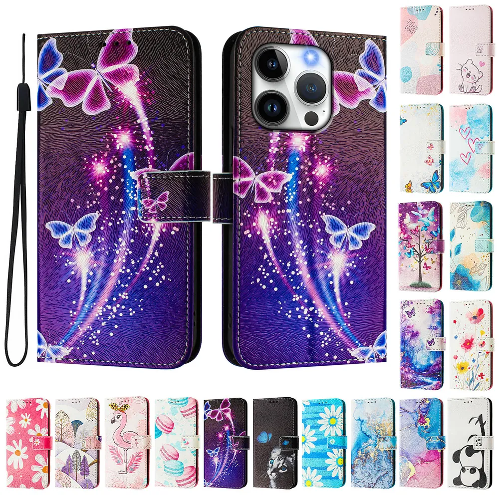 CH05 For iPhone 14 Pro Pattern Printing PU Leather Drop-proof Cover Magnetic Clasp Flip Stand Wallet Case