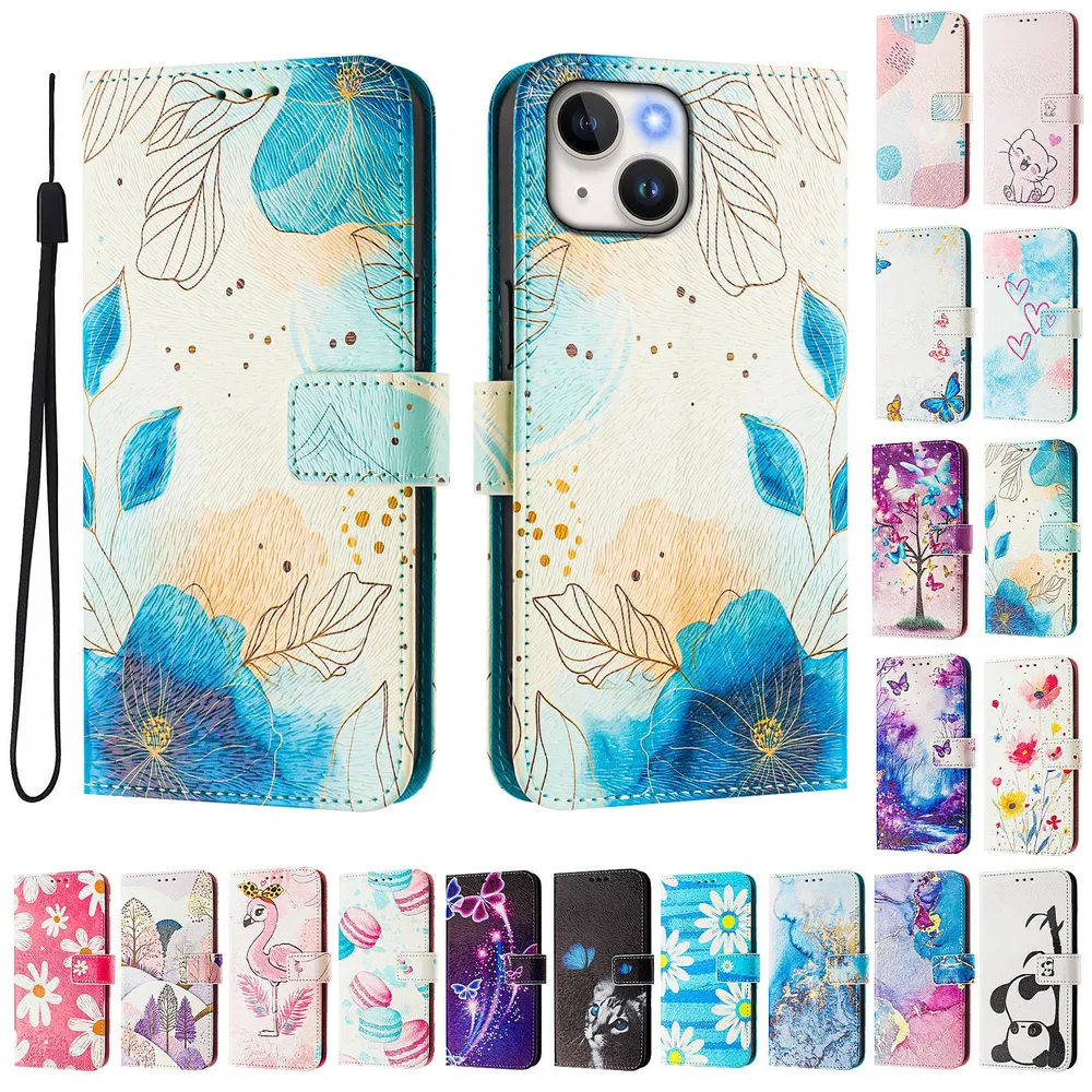 CH05 For iPhone 13 mini Pattern Printing PU Leather Drop-proof Cover Magnetic Clasp Flip Stand Wallet Case
