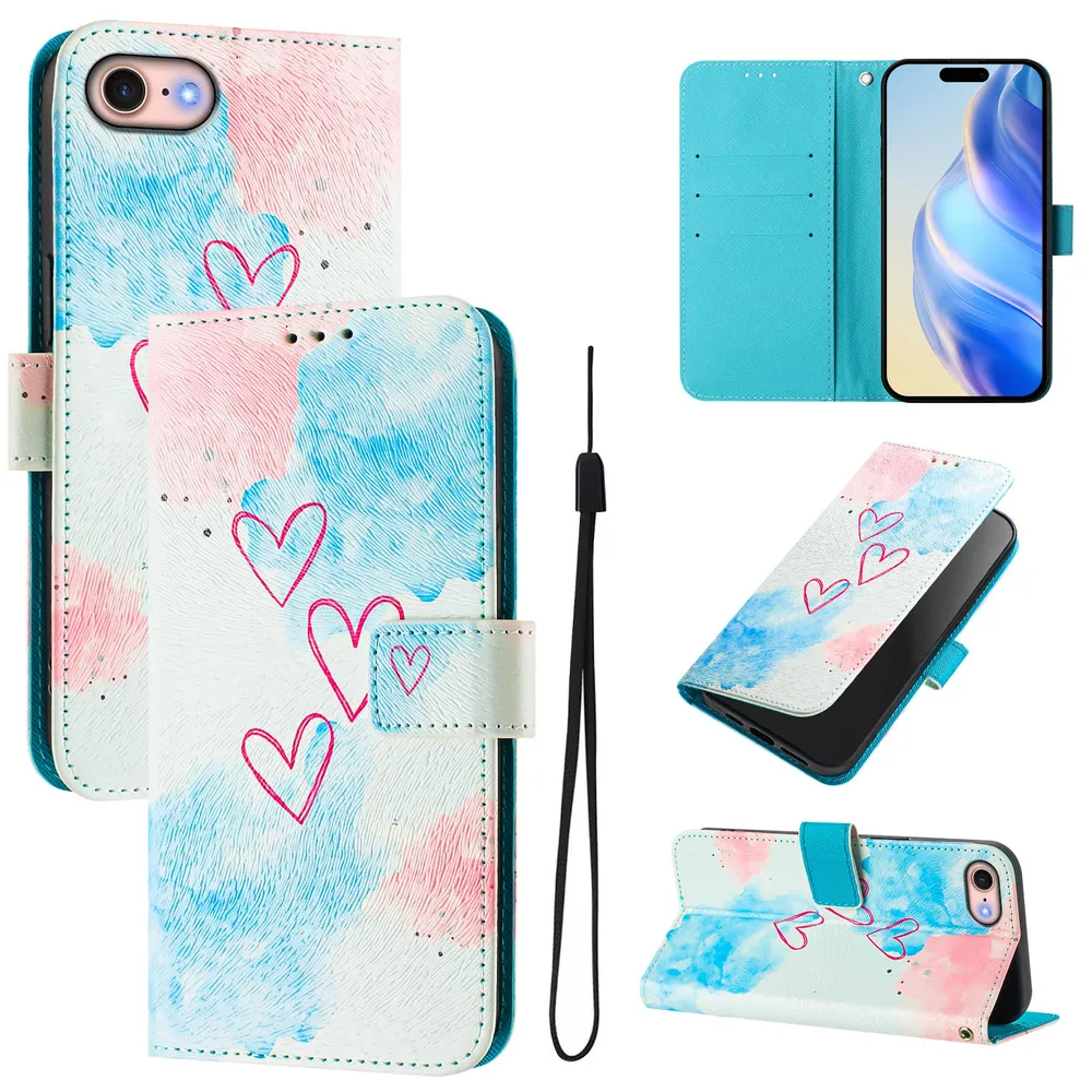 CH05 For iPhone 6 7 8 SE 2020 Pattern Printing PU Leather Drop-proof Cover Magnetic Clasp Flip Stand Wallet Case