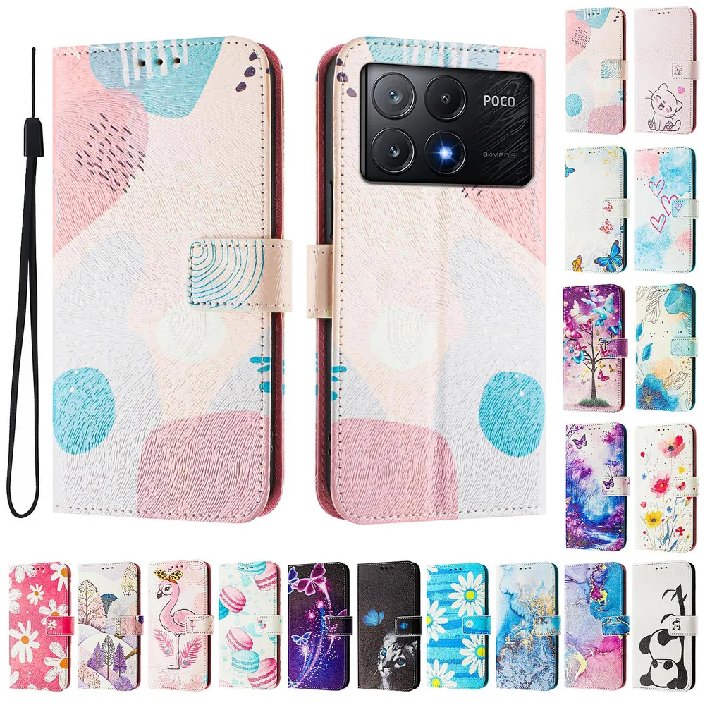 CH05 For Xiaomi Poco X6 Pro Pattern Printing PU Leather Drop-proof Cover Magnetic Clasp Flip Stand Wallet Case