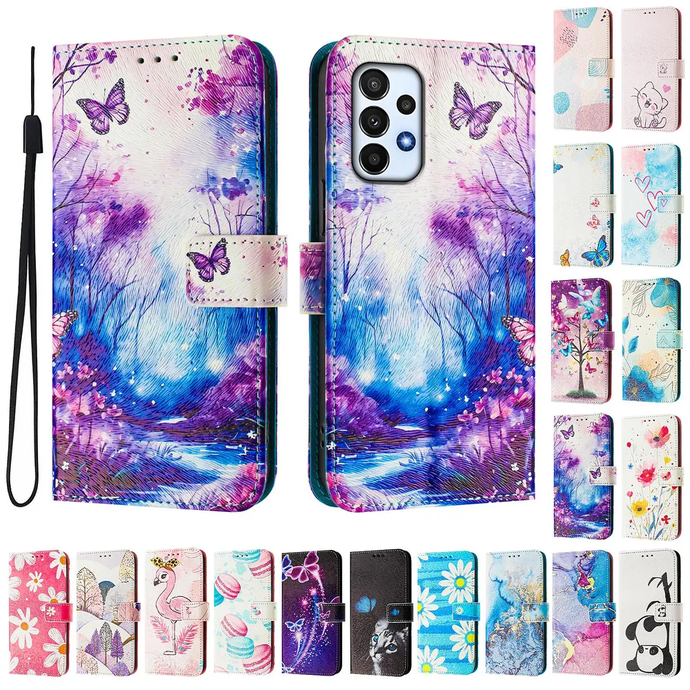 CH05 For Samusng Galaxy A23 Pattern Printing PU Leather Drop-proof Cover Magnetic Clasp Flip Stand Wallet Case