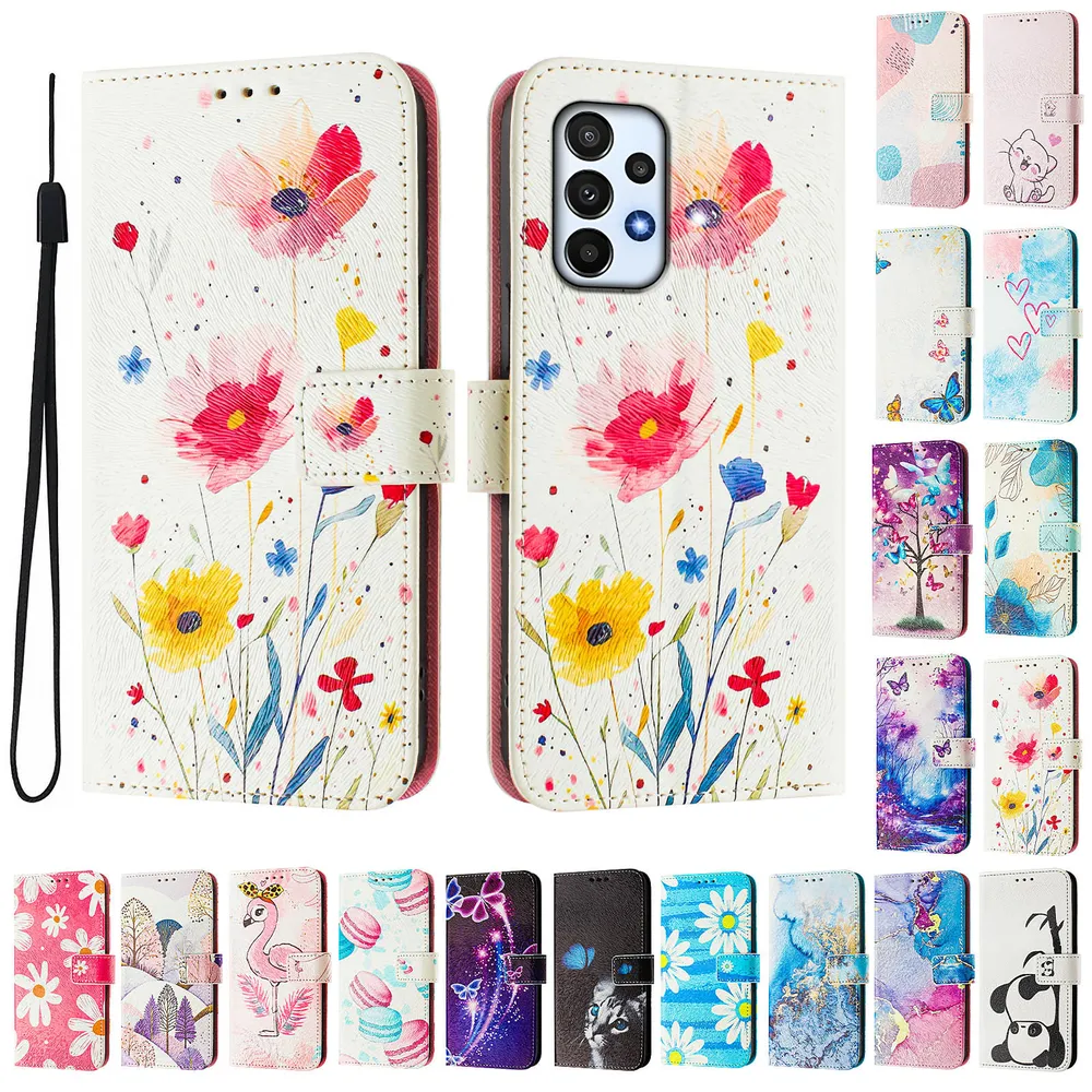 CH05 For Samusng Galaxy M23 5G Pattern Printing PU Leather Drop-proof Cover Magnetic Clasp Flip Stand Wallet Case