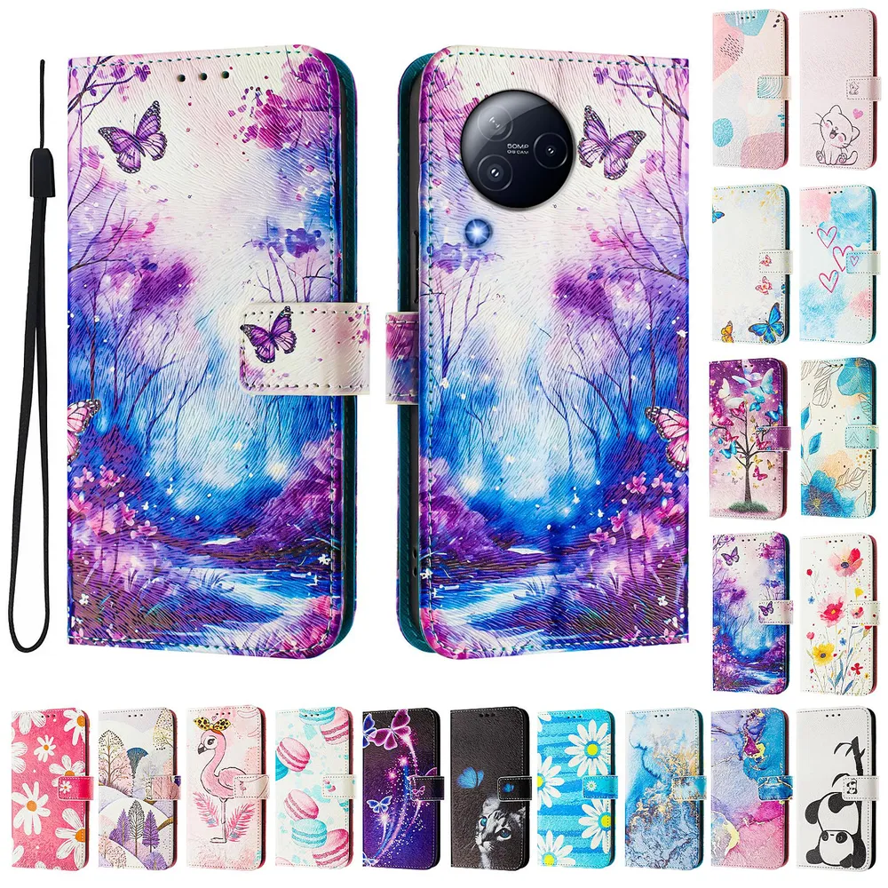 CH05 For Xiaomi Civi 3 5G Pattern Printing PU Leather Drop-proof Cover Magnetic Clasp Flip Stand Wallet Case