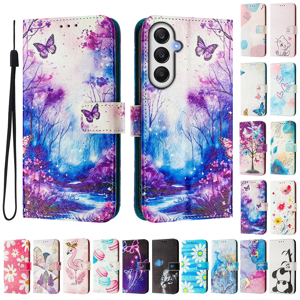 CH05 For Samusng Galaxy A25 5G Pattern Printing PU Leather Drop-proof Cover Magnetic Clasp Flip Stand Wallet Case