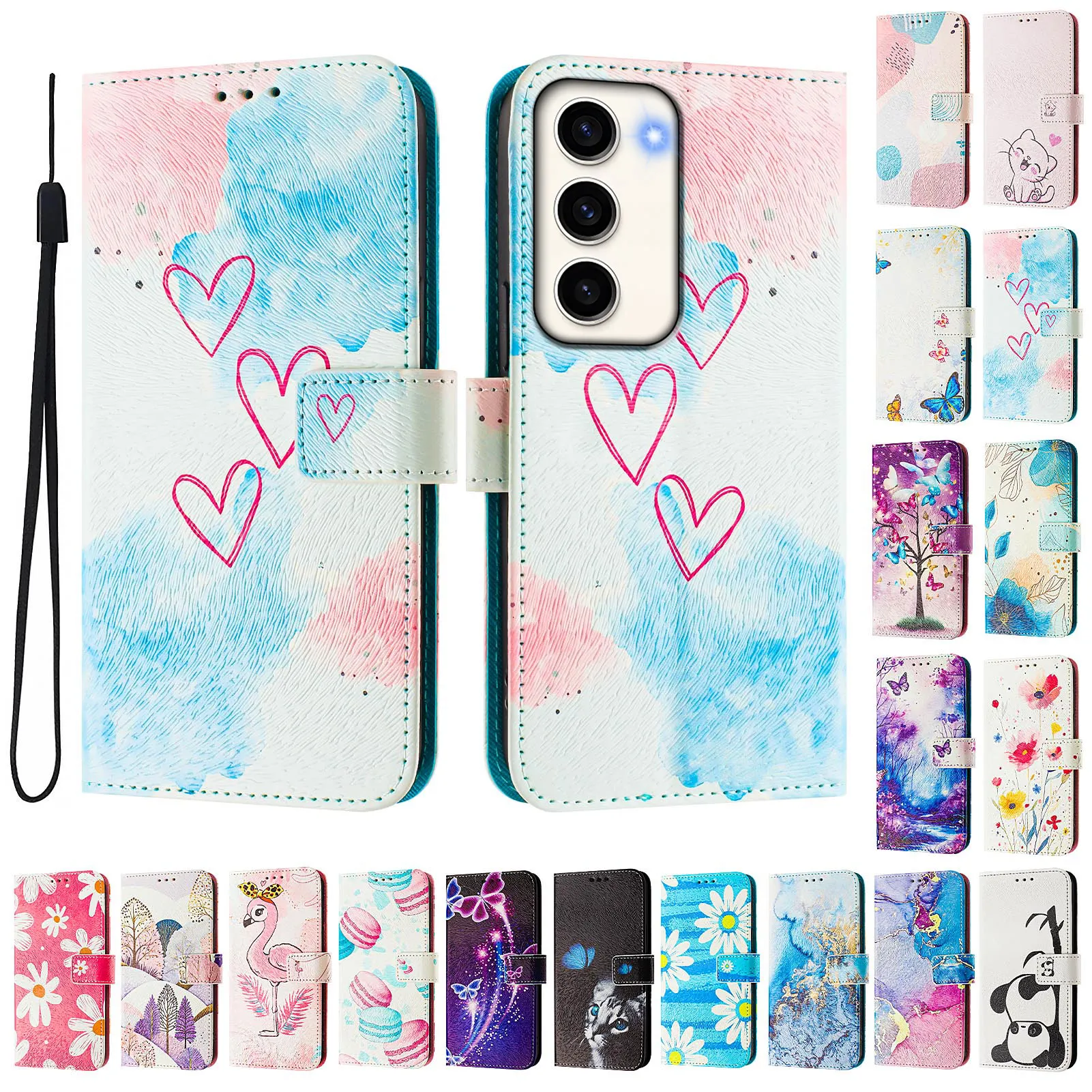 CH05 For Samusng Galaxy S23 Pattern Printing PU Leather Drop-proof Cover Magnetic Clasp Flip Stand Wallet Case