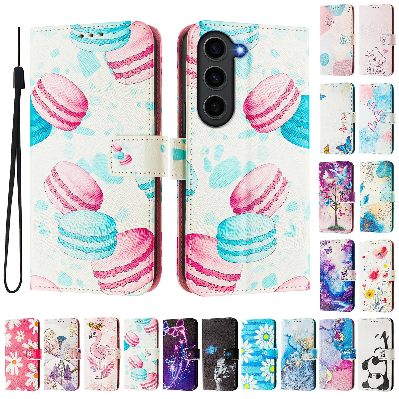 CH05 For Samusng Galaxy S23 FE 5G Pattern Printing PU Leather Drop-proof Cover Magnetic Clasp Flip Stand Wallet Case