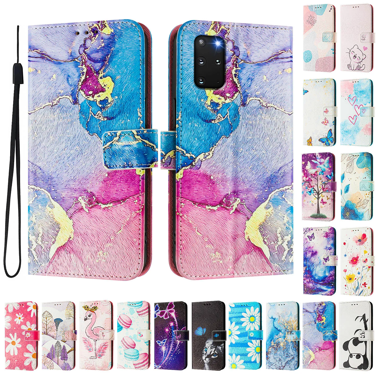 CH05 For Samusng Galaxy S20 Plus Pattern Printing PU Leather Drop-proof Cover Magnetic Clasp Flip Stand Wallet Case