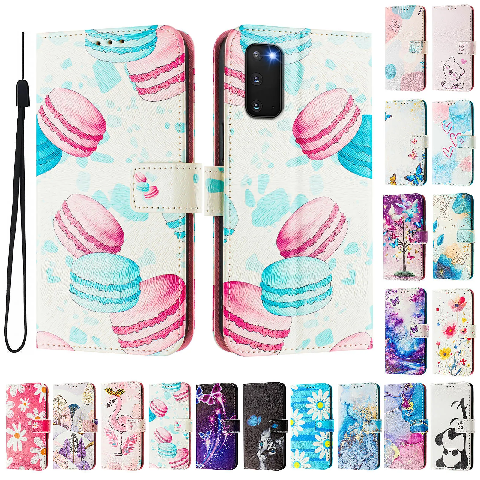 CH05 For Samusng Galaxy S20 FE / S20 Lite Pattern Printing PU Leather Drop-proof Cover Magnetic Clasp Flip Stand Wallet Case