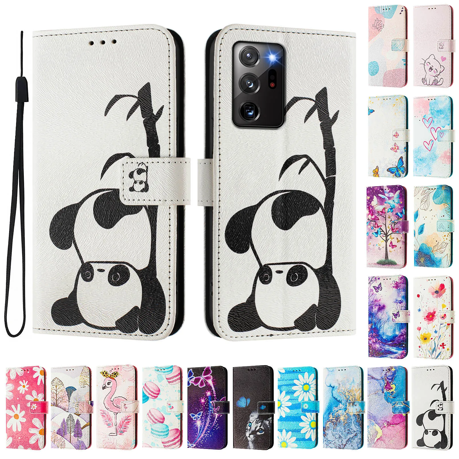 CH05 For Samusng Galaxy Note 20 Ultra Pattern Printing PU Leather Drop-proof Cover Magnetic Clasp Flip Stand Wallet Case