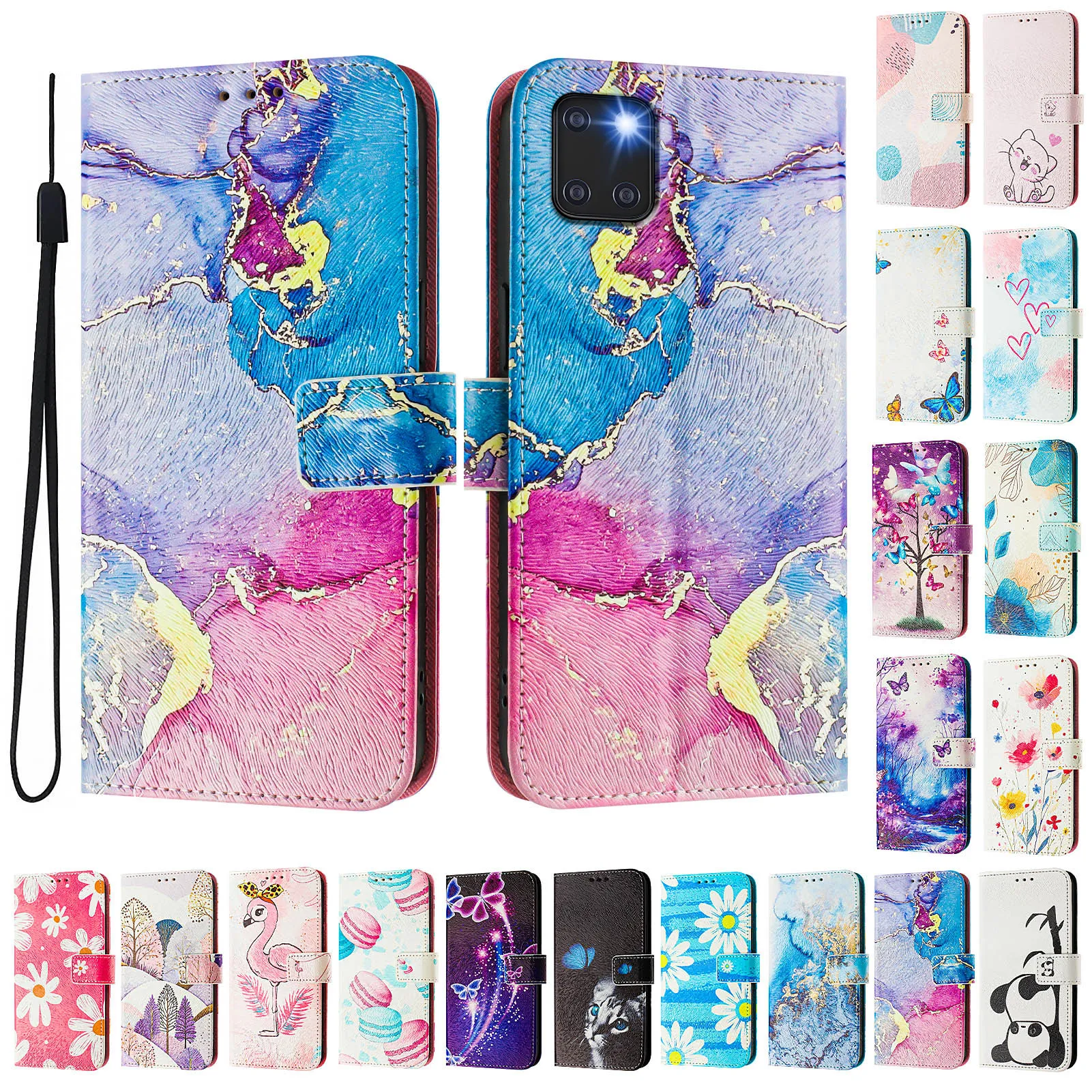 CH05 For Samusng Galaxy A81 / Note 10 Lite / M60S Pattern Printing PU Leather Drop-proof Cover Magnetic Clasp Flip Stand Wallet Case
