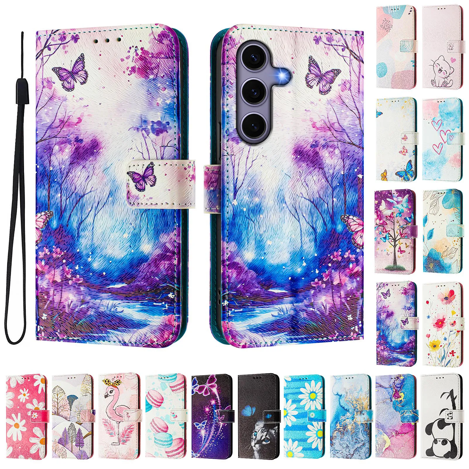 CH05 For Samusng Galaxy S25 Pattern Printing PU Leather Drop-proof Cover Magnetic Clasp Flip Stand Wallet Case