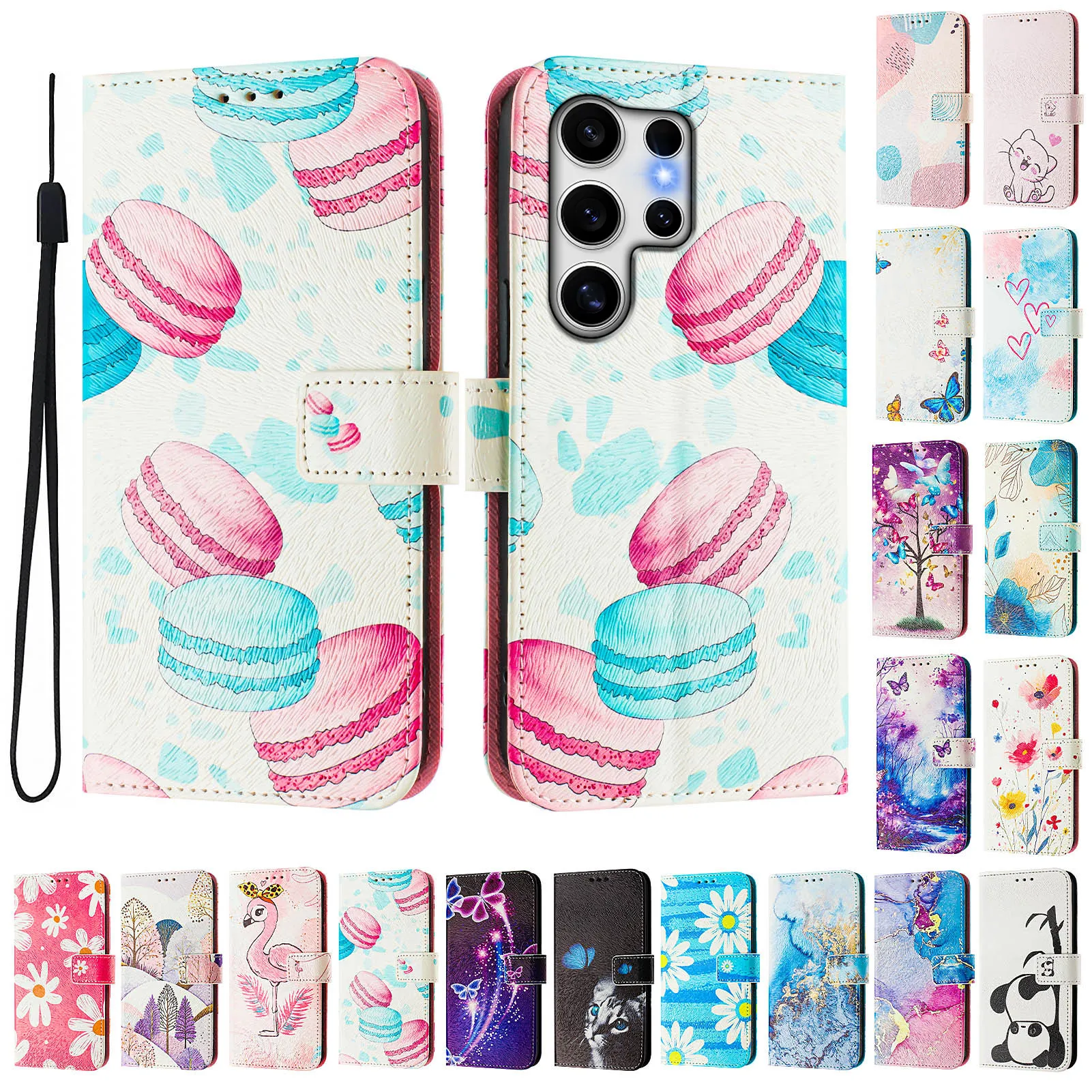 CH05 For Samusng Galaxy S25 Ultra Pattern Printing PU Leather Drop-proof Cover Magnetic Clasp Flip Stand Wallet Case