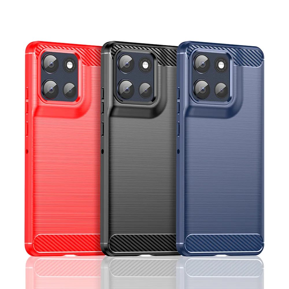 For Motorola G86 Carbon Fiber Drawing Series Scratch Resistant Shock Absorption Soft TPU Back Cover Case