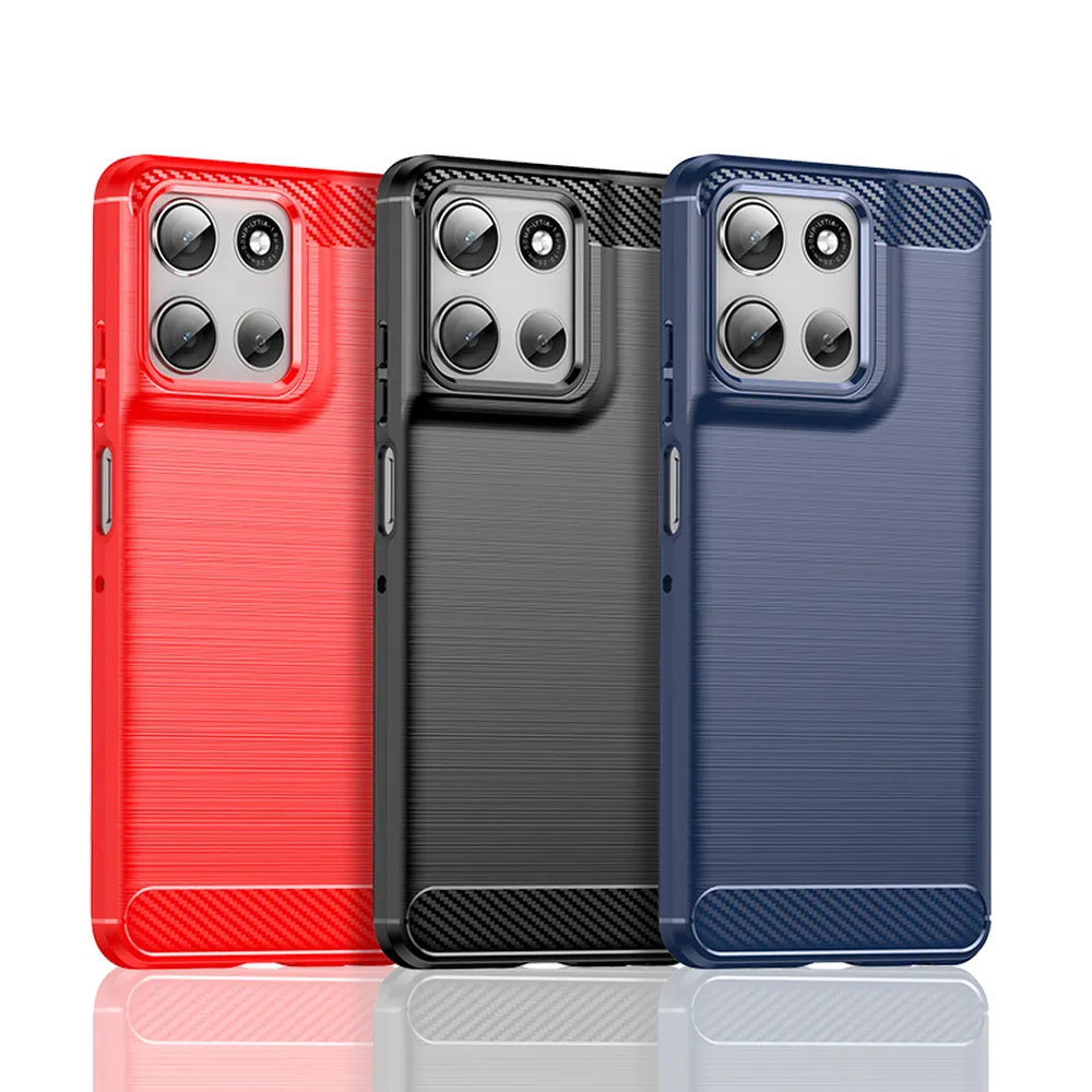 For Motorola Moto G66J Carbon Fiber Drawing Series Scratch Resistant Shock Absorption Soft TPU Back Cover Case