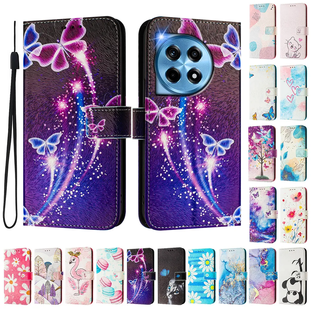 CH05 For Oneplus 12 5G Pattern Printing PU Leather Drop-proof Cover Magnetic Clasp Flip Stand Wallet Case