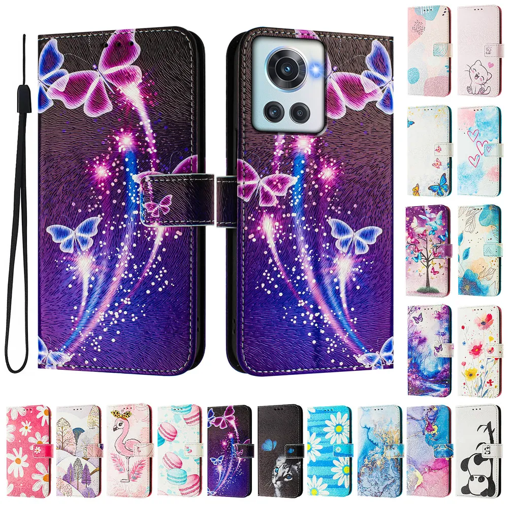 CH05 For Oneplus 10R / 10R Prime Pattern Printing PU Leather Drop-proof Cover Magnetic Clasp Flip Stand Wallet Case