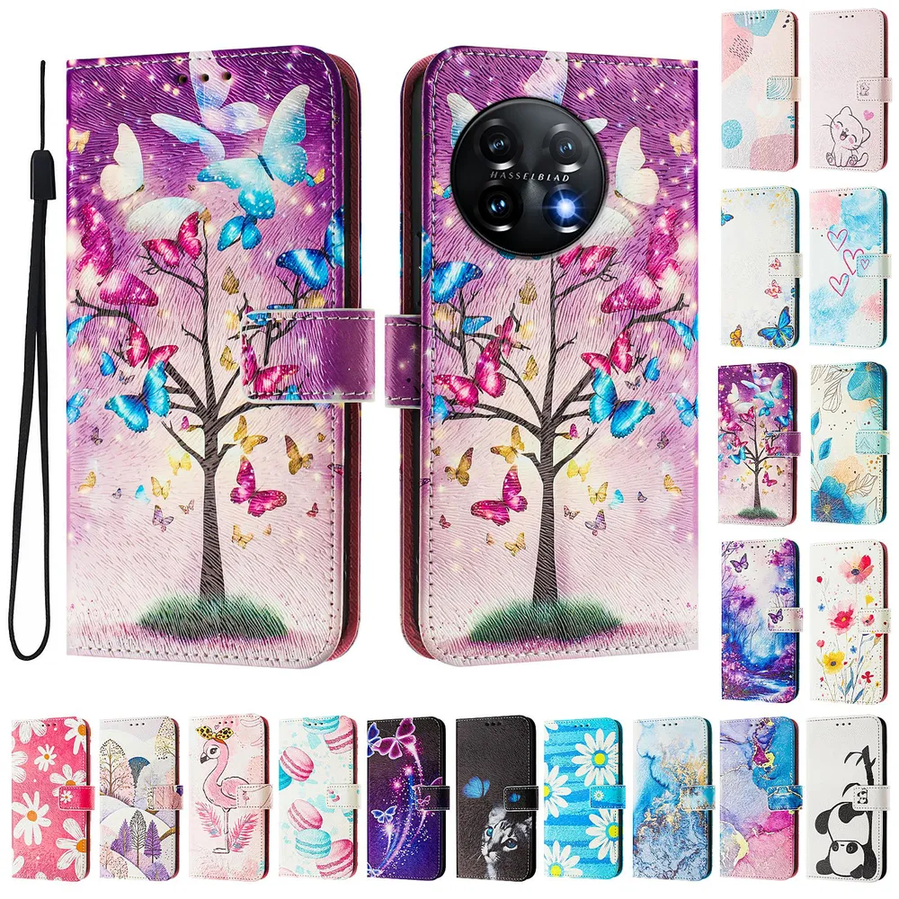 CH05 For Oneplus 11 Pattern Printing PU Leather Drop-proof Cover Magnetic Clasp Flip Stand Wallet Case