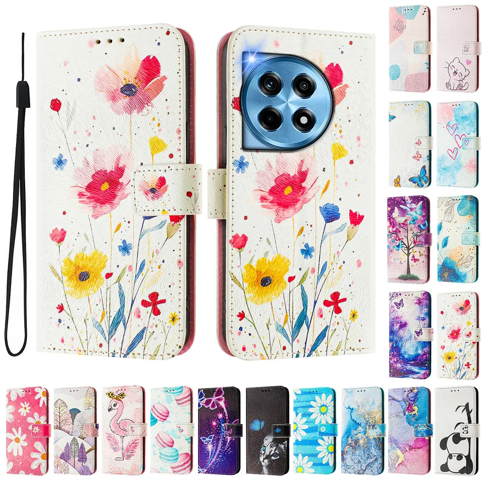CH05 For Oneplus 12R 5G/Oneplus Ace 3 5G Pattern Printing PU Leather Drop-proof Cover Magnetic Clasp Flip Stand Wallet Case
