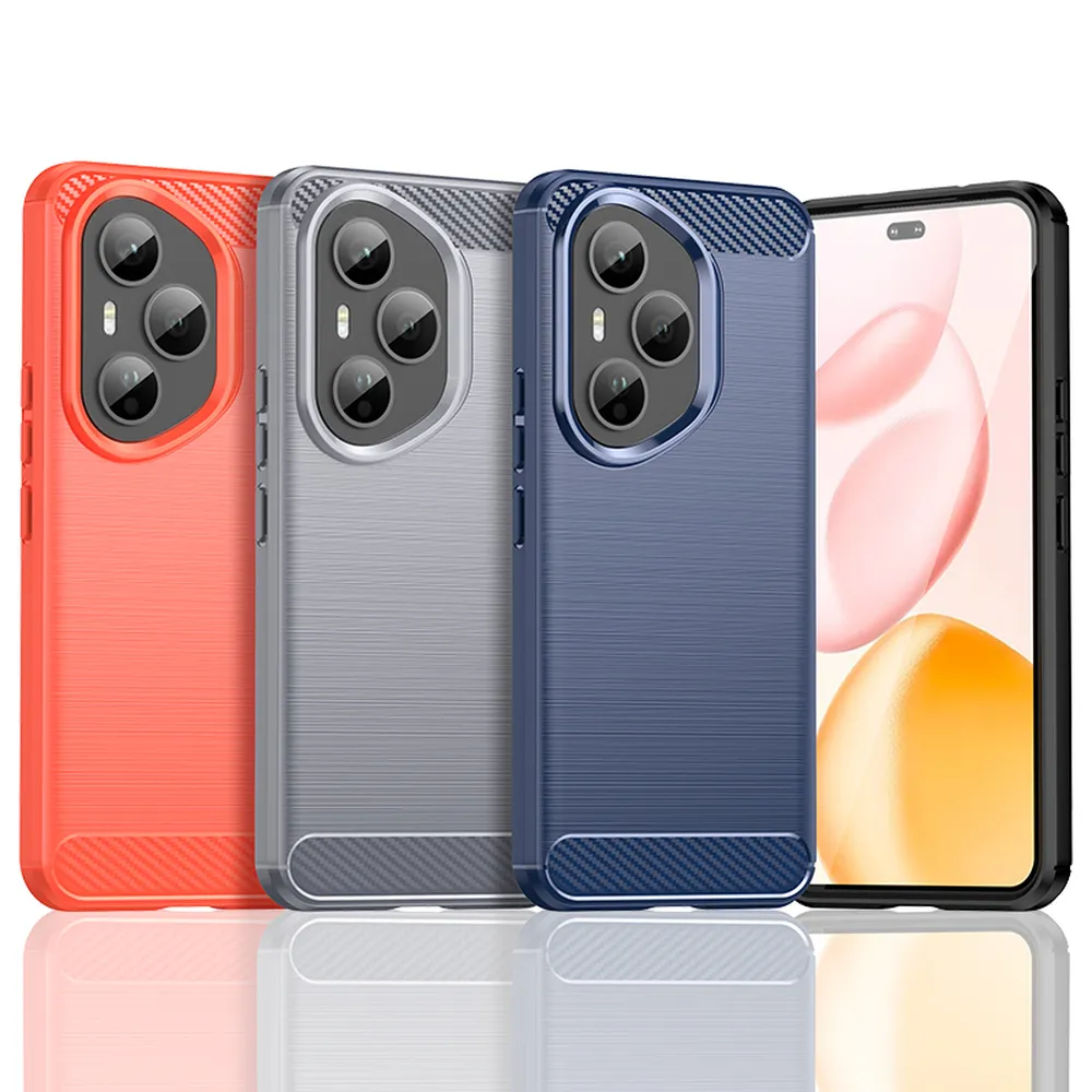 For Honor 400 Pro Carbon Fiber Drawing Series Scratch Resistant Shock Absorption Soft TPU Back Cover Case