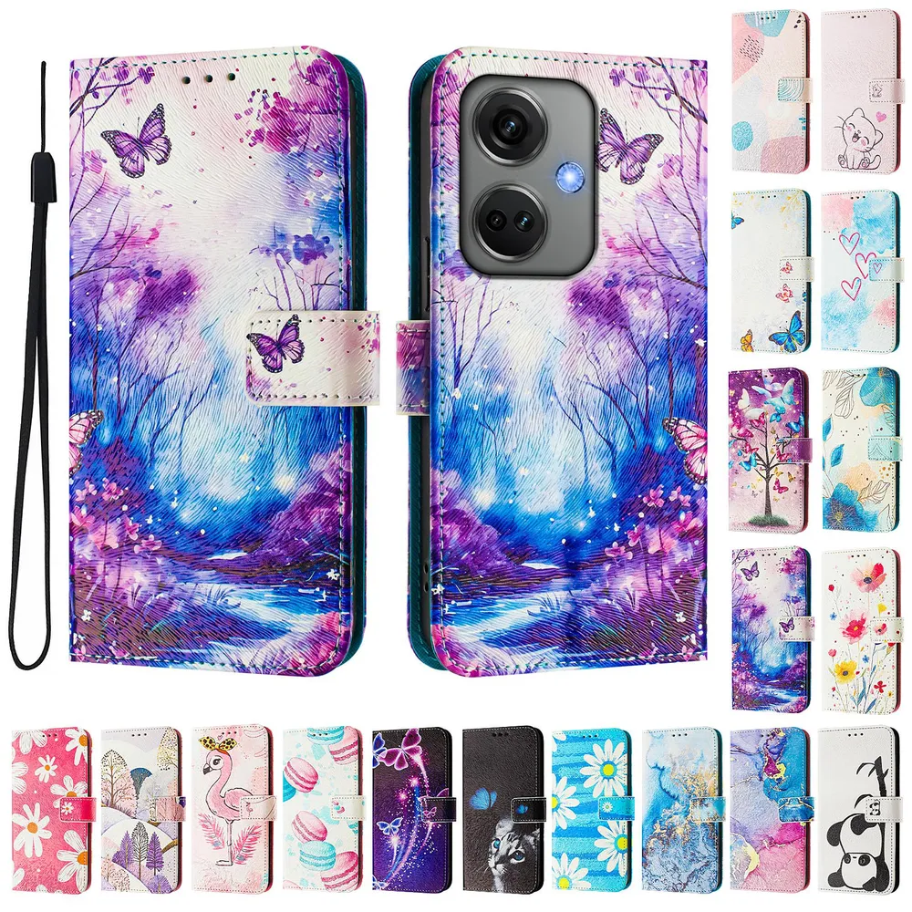 CH05 For Oppo K11 5G Pattern Printing PU Leather Drop-proof Cover Magnetic Clasp Flip Stand Wallet Case