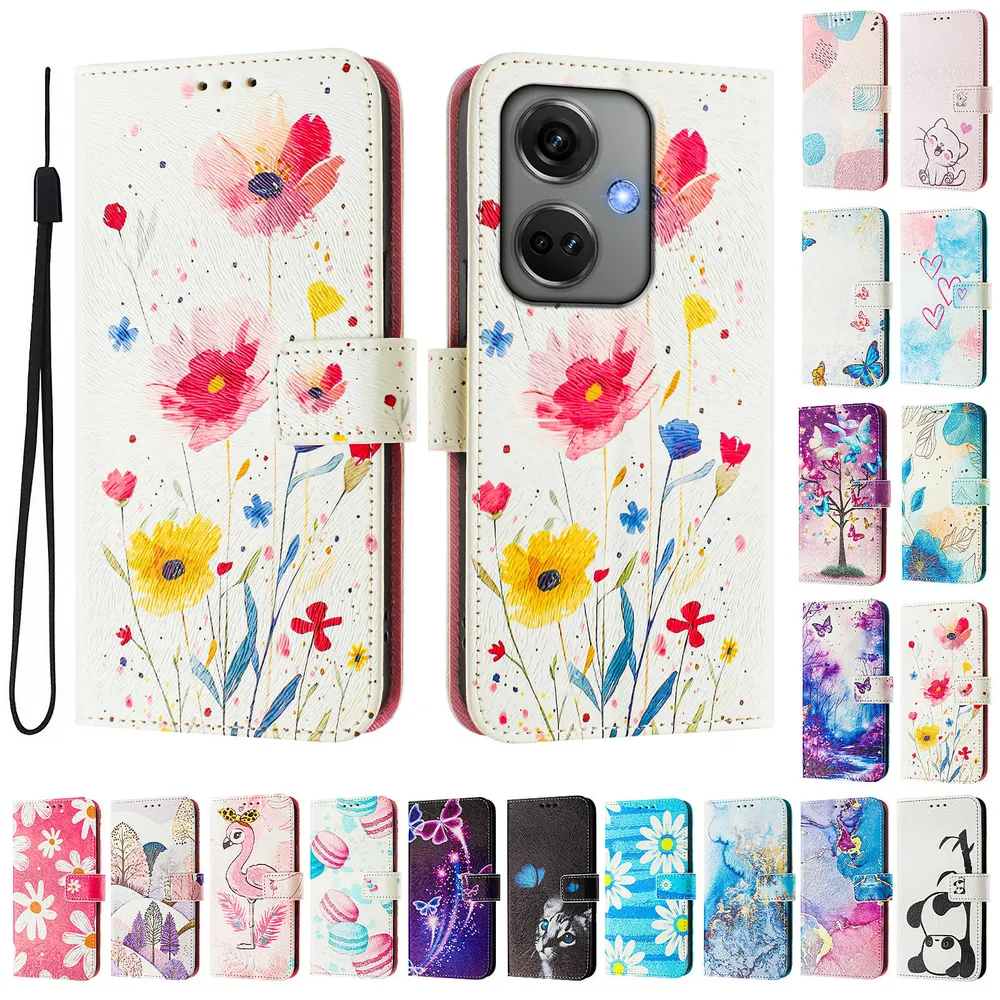 CH05 For Oneplus Nord CE 3 5G Pattern Printing PU Leather Drop-proof Cover Magnetic Clasp Flip Stand Wallet Case