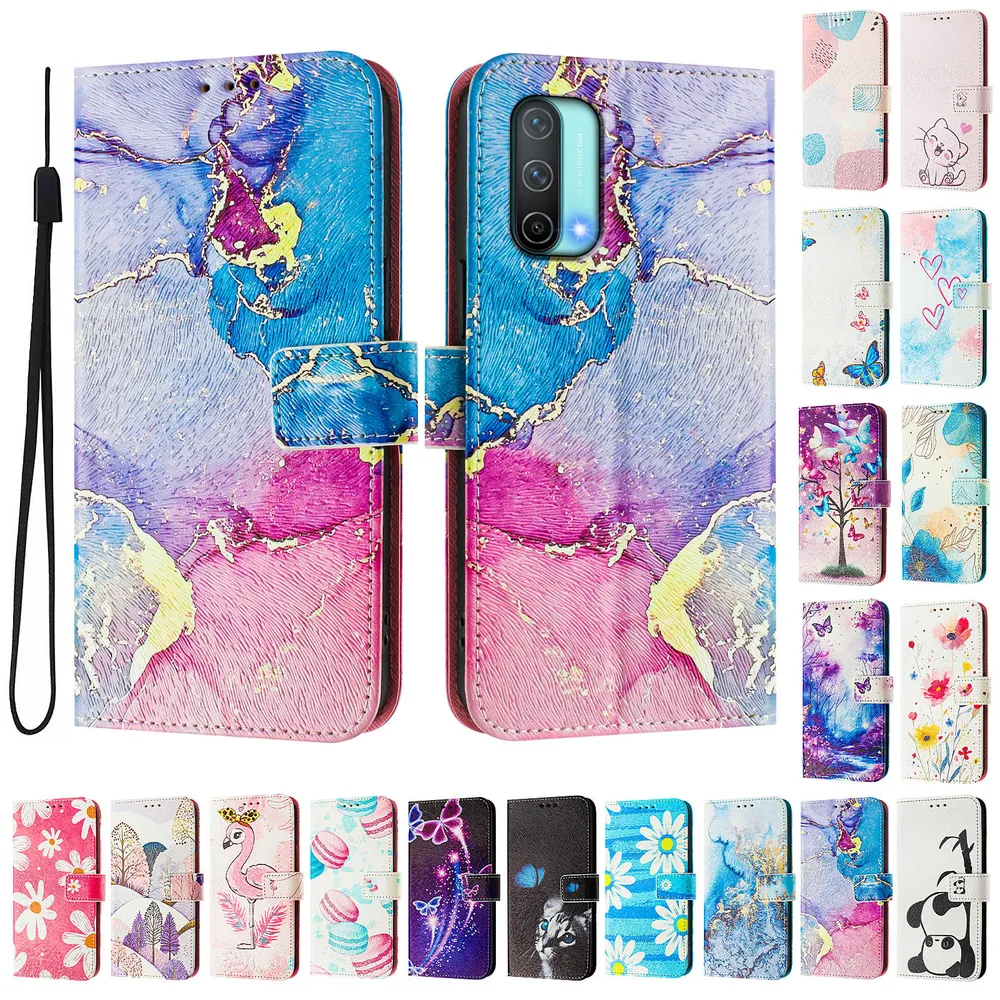 CH05 For Oneplus Nord CE 5G Pattern Printing PU Leather Drop-proof Cover Magnetic Clasp Flip Stand Wallet Case