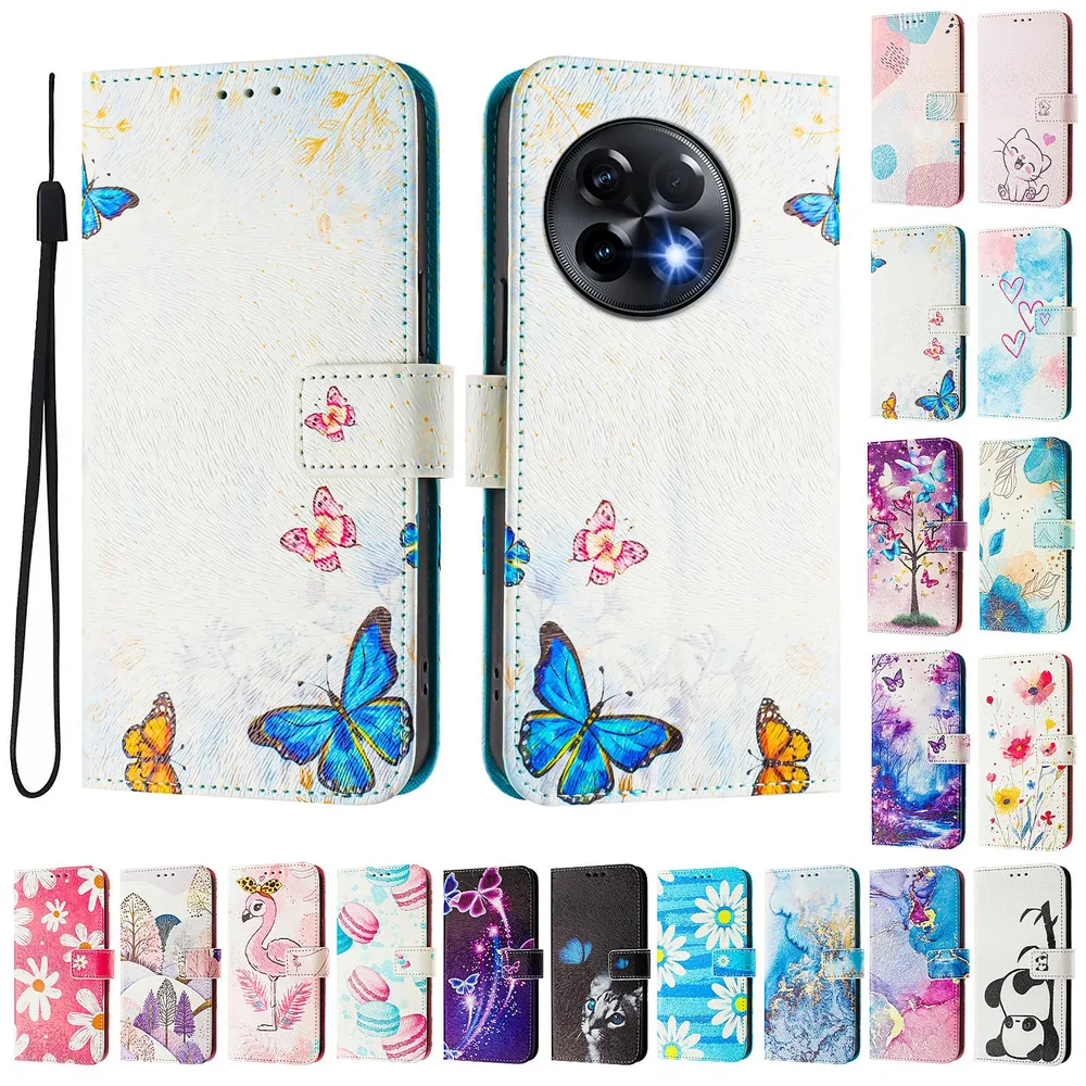 CH05 For Oneplus Ace 2 5G Pattern Printing PU Leather Drop-proof Cover Magnetic Clasp Flip Stand Wallet Case