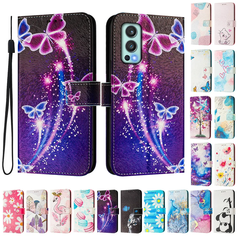 CH05 For Oneplus Nord 2 Pattern Printing PU Leather Drop-proof Cover Magnetic Clasp Flip Stand Wallet Case