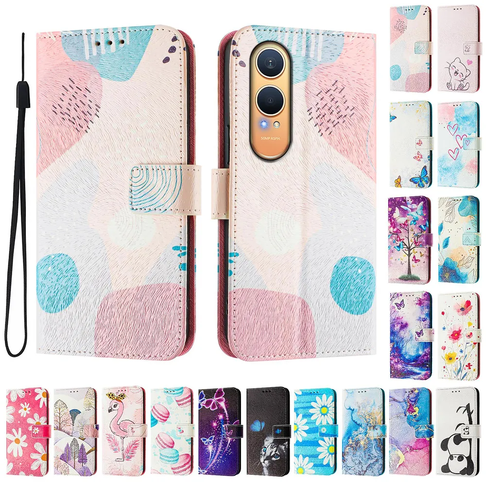 CH05 For Oneplus Nord CE 4 Lite 5G Pattern Printing PU Leather Drop-proof Cover Magnetic Clasp Flip Stand Wallet Case