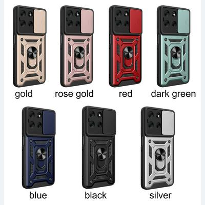 Motorola G56 Ring Holder Kickstand Camera Slide Cover Design PC + TPU Phone Back Cover Case