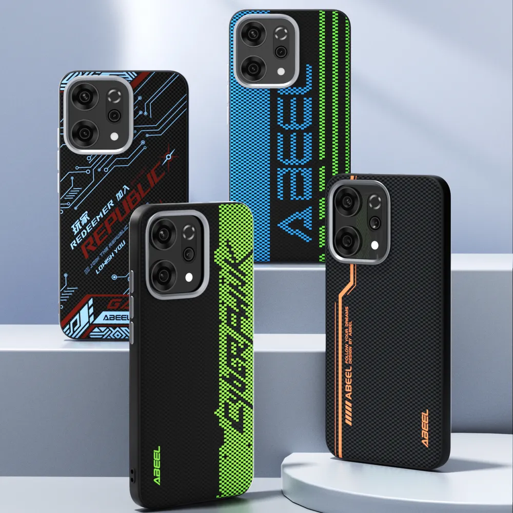 ABEEL For Oppo Reno 14 Pro Case Compatible with MagSafe Printed PC TPU Aluminum Alloy Leather Phone Cover